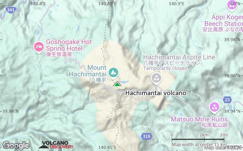 Terrain-type map of Hachimantai volcano (scale of approx. 10-20 km)