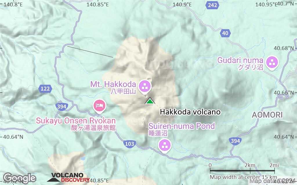 Terrain-type map of Hakkoda volcano (scale of approx. 10-20 km)