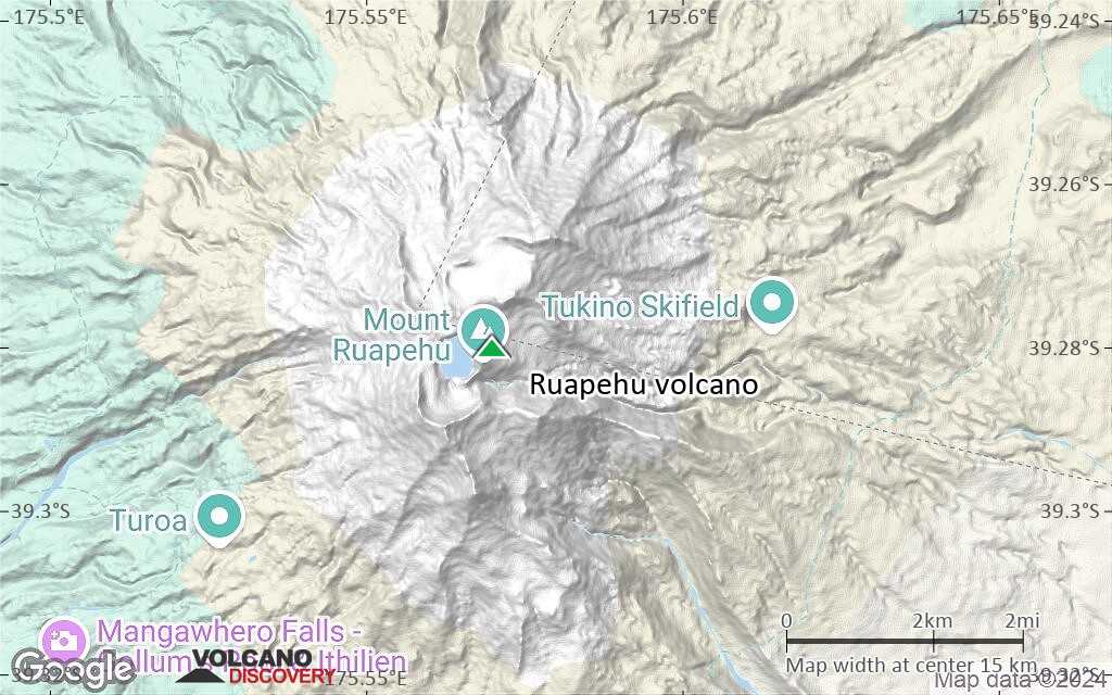 Terrain-type map of Ruapehu volcano (scale of approx. 10-20 km)
