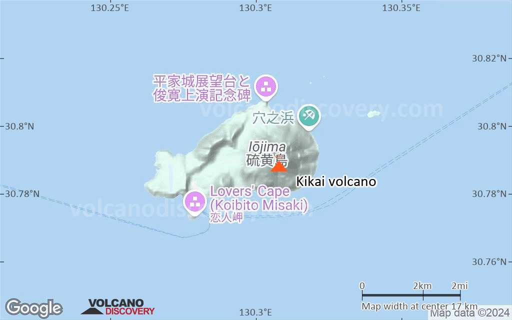 Terrain-type map of Kikai volcano (scale of approx. 10-20 km)