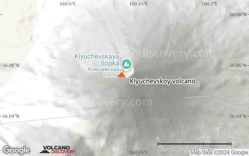 Terrain-type map of Klyuchevskoy volcano (scale of approx. 10-20 km)