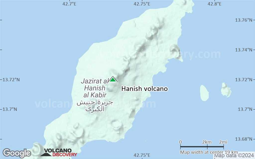 Terrain-type map of Hanish volcano (scale of approx. 10-20 km)