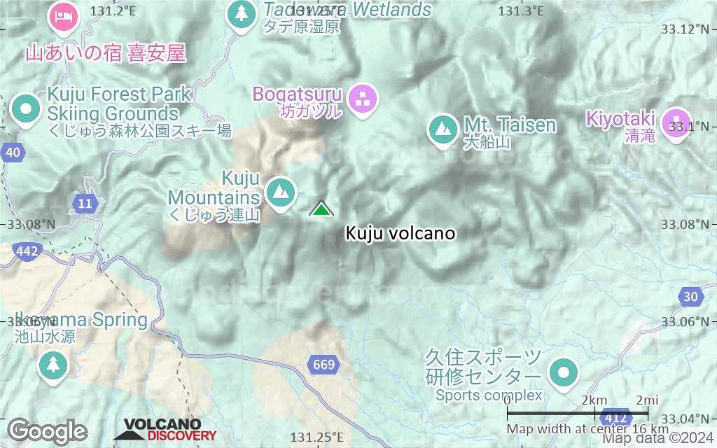 Terrain-type map of Kuju volcano (scale of approx. 10-20 km)