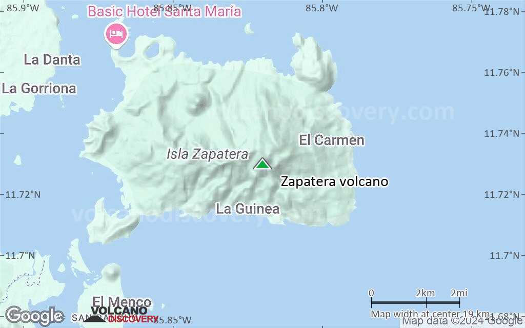 Terrain-type map of Zapatera volcano (scale of approx. 10-20 km)