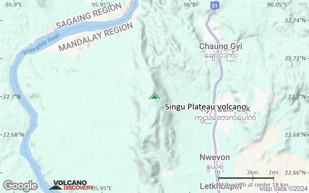 Terrain-type map of Singu Plateau volcano (scale of approx. 10-20 km)