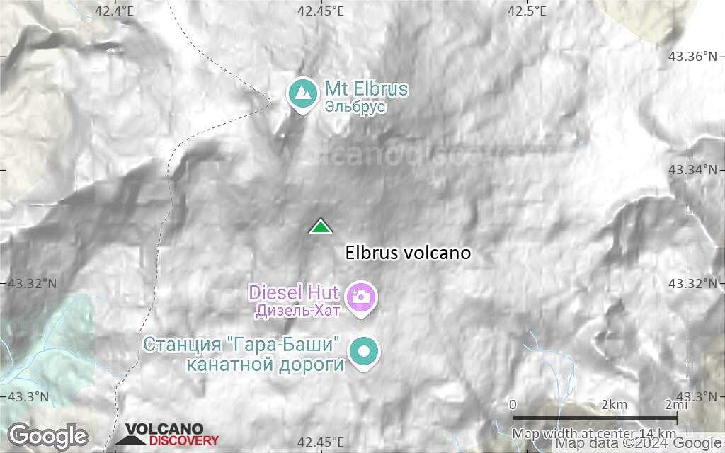 Terrain-type map of Elbrus volcano (scale of approx. 10-20 km)