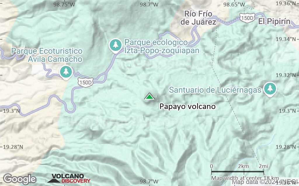 Terrain-type map of Papayo volcano (scale of approx. 10-20 km)