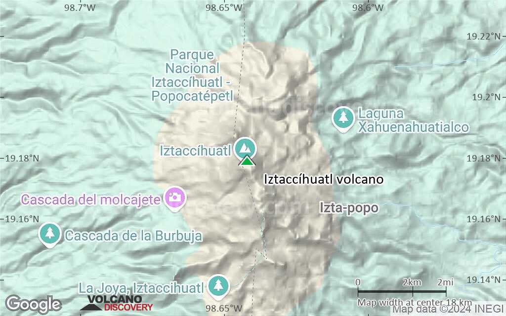 Terrain-type map of Iztaccíhuatl volcano (scale of approx. 10-20 km)