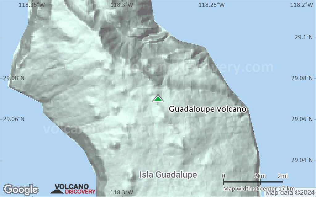 Terrain-type map of Guadaloupe volcano (scale of approx. 10-20 km)