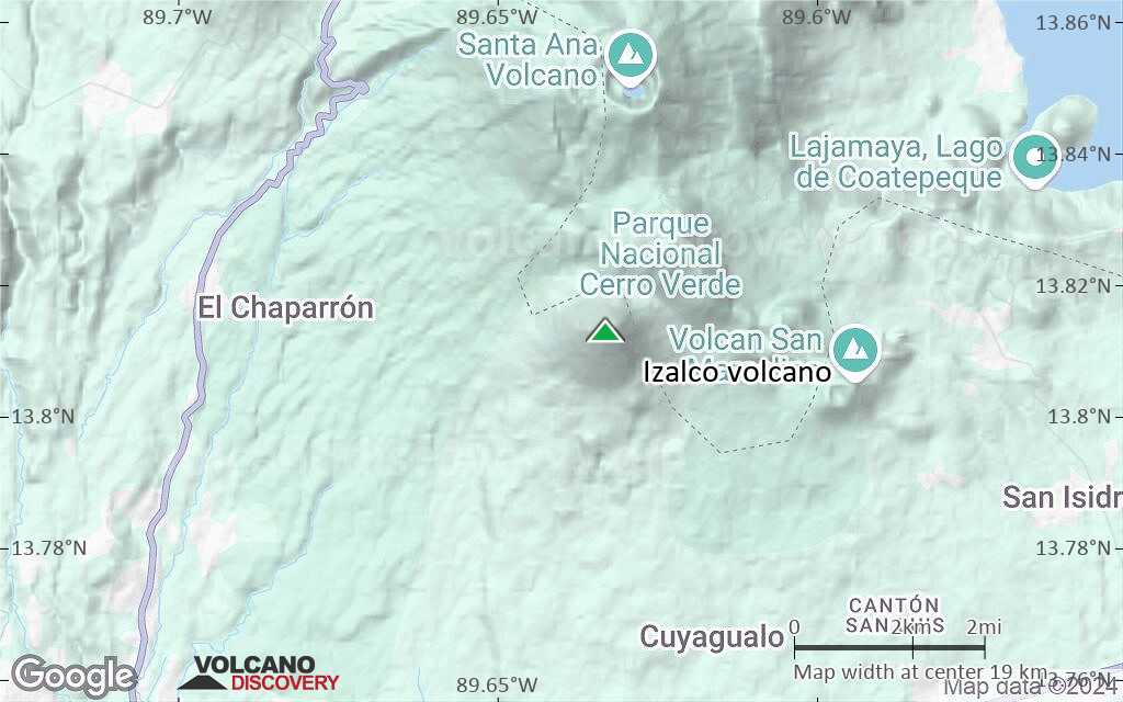 Terrain-type map of Izalco volcano (scale of approx. 10-20 km)