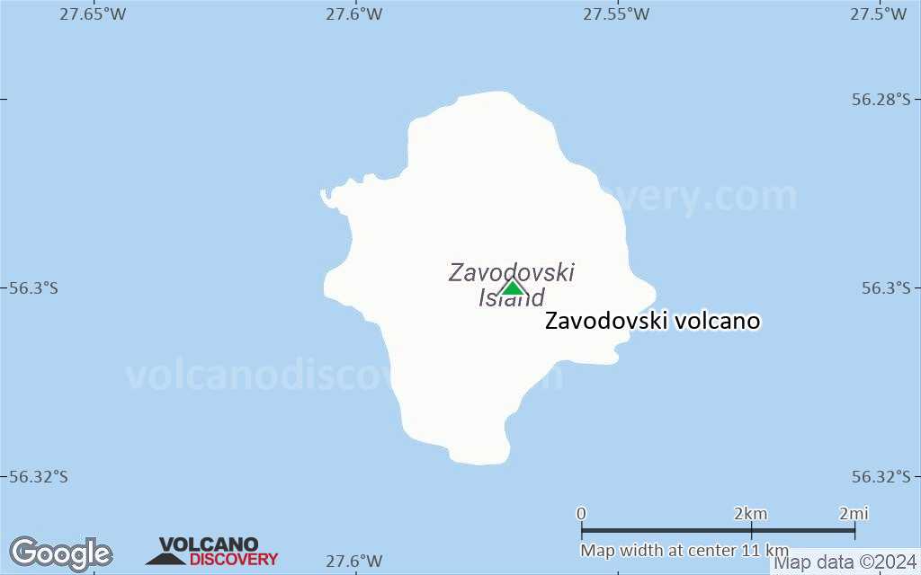 Terrain-type map of Zavodovski volcano (scale of approx. 10-20 km)