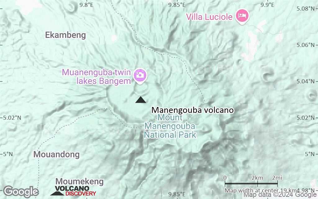 Terrain-type map of Manengouba volcano (scale of approx. 10-20 km)