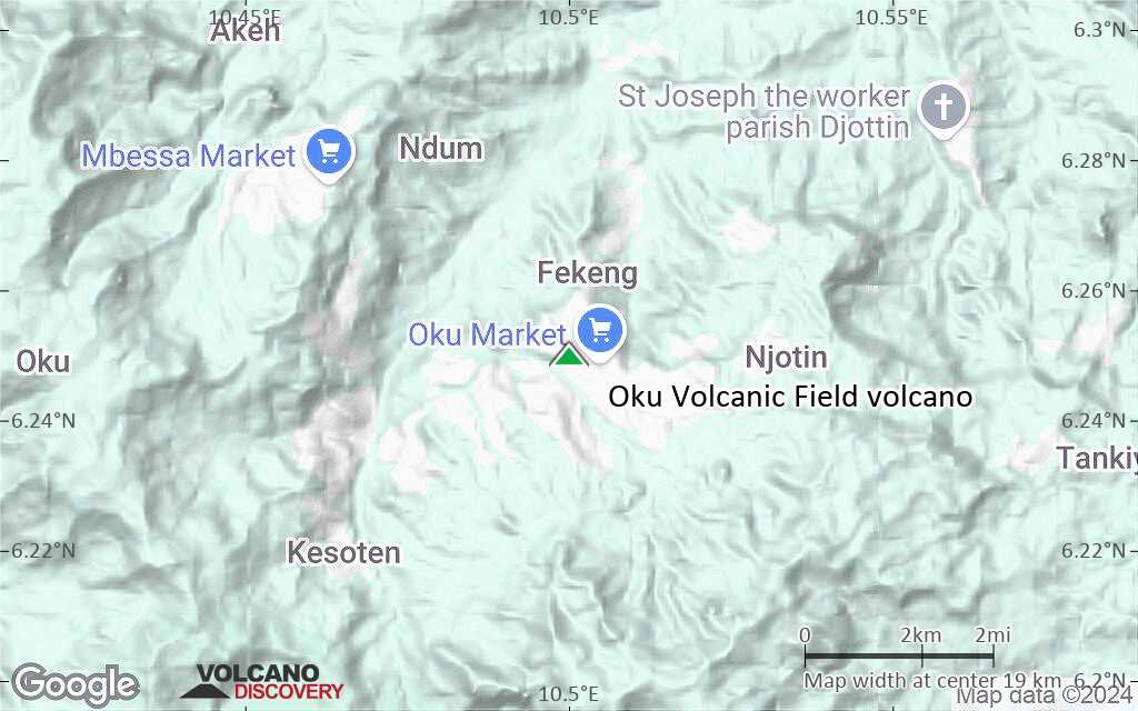 Terrain-type map of Oku Volcanic Field volcano (scale of approx. 10-20 km)