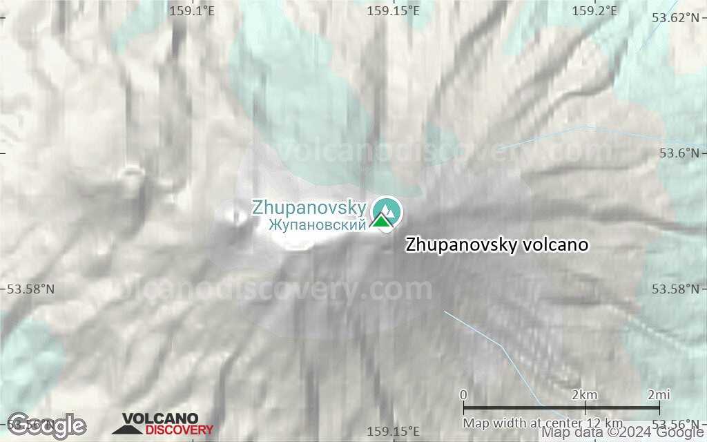 Terrain-type map of Zhupanovsky volcano (scale of approx. 10-20 km)