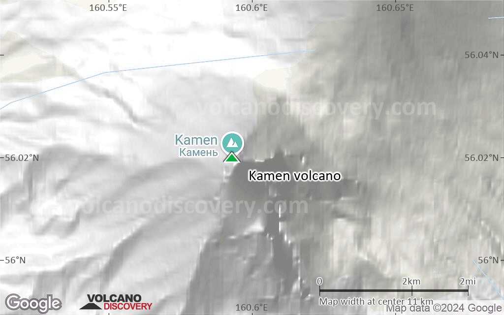 Terrain-type map of Kamen volcano (scale of approx. 10-20 km)