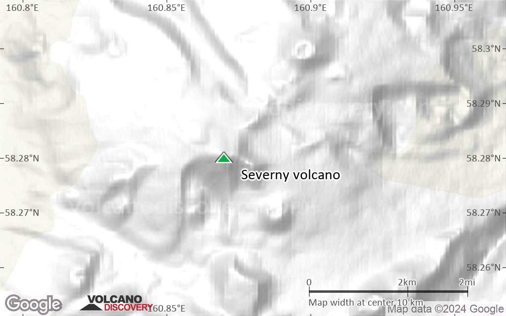 Terrain-type map of Severny volcano (scale of approx. 10-20 km)