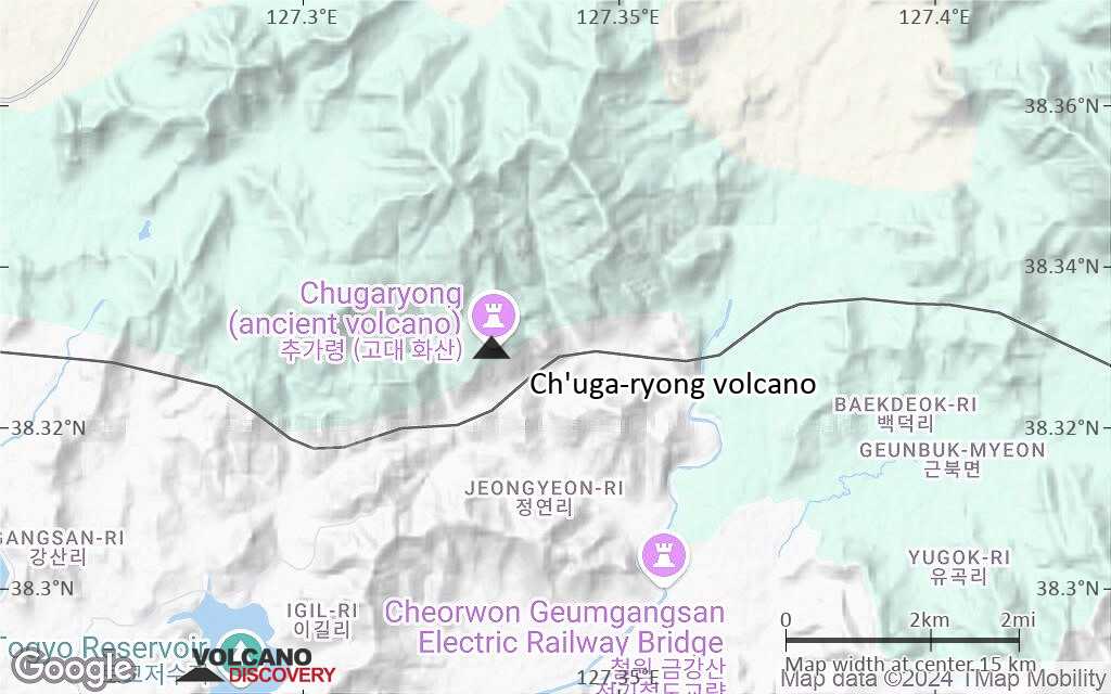 Terrain-type map of Ch'uga-ryong volcano (scale of approx. 10-20 km)