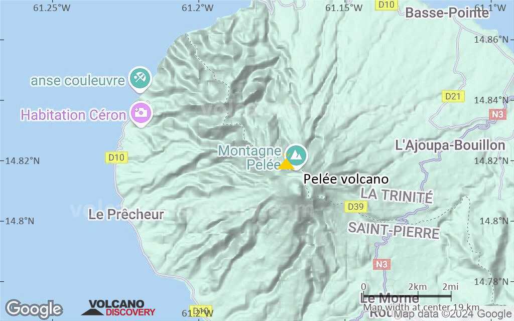 Terrain-type map of Pelée volcano (scale of approx. 10-20 km)