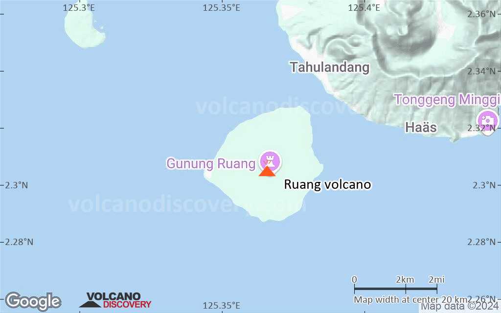 Terrain-type map of Ruang volcano (scale of approx. 10-20 km)