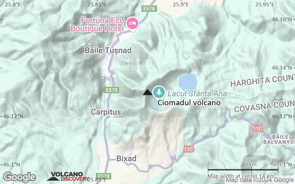 Terrain-type map of Ciomadul volcano (scale of approx. 10-20 km)