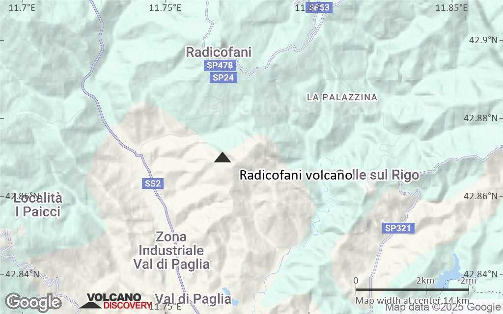 Terrain-type map of Radicofani volcano (scale of approx. 10-20 km)
