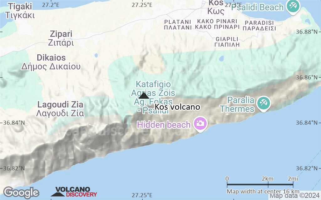 Terrain-type map of Kos volcano (scale of approx. 10-20 km)