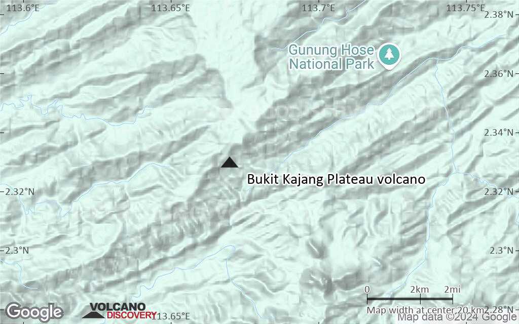 Terrain-type map of Bukit Kajang Plateau volcano (scale of approx. 10-20 km)