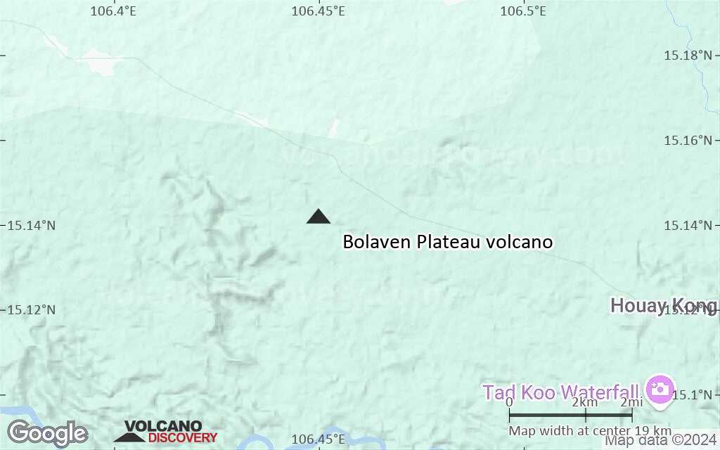 Terrain-type map of Bolaven Plateau volcano (scale of approx. 10-20 km)