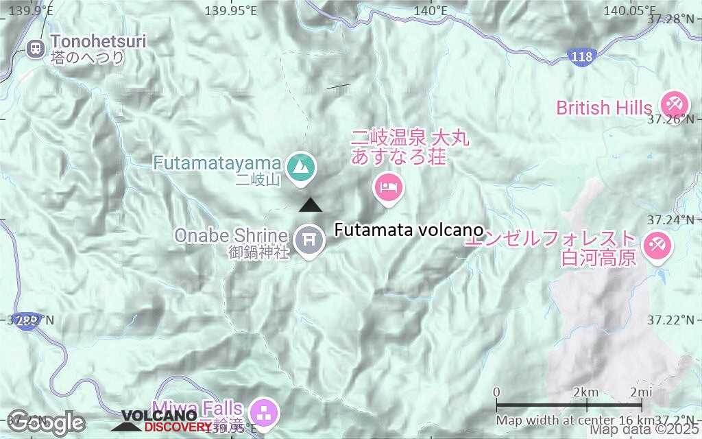 Terrain-type map of Futamata volcano (scale of approx. 10-20 km)