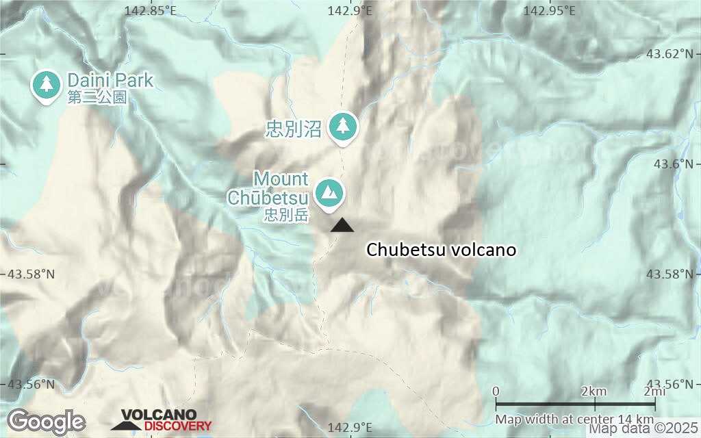 Terrain-type map of Chubetsu volcano (scale of approx. 10-20 km)