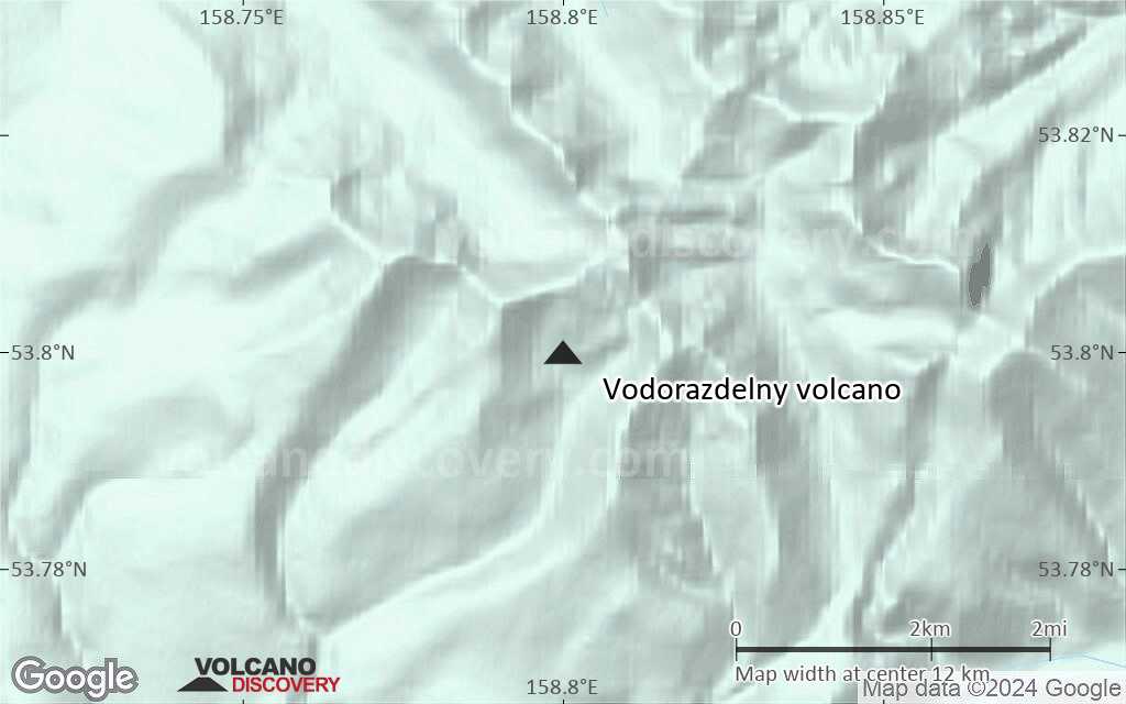 Terrain-type map of Vodorazdelny volcano (scale of approx. 10-20 km)