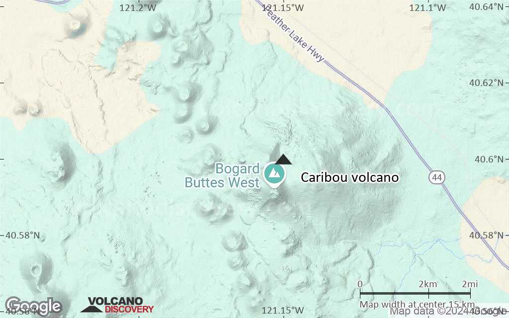 Terrain-type map of Caribou volcano (scale of approx. 10-20 km)
