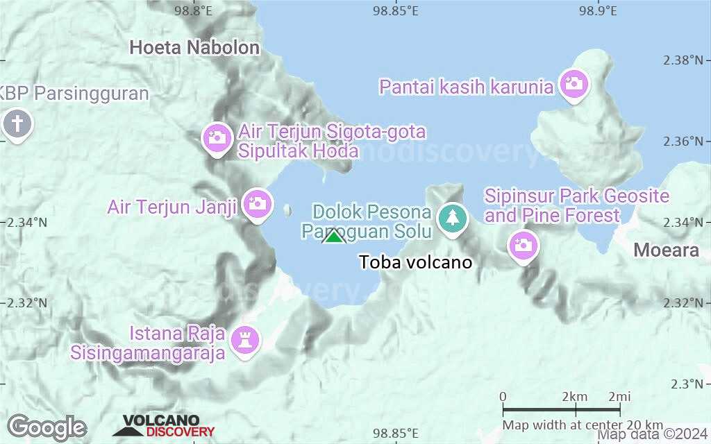 Terrain-type map of Toba volcano (scale of approx. 10-20 km)