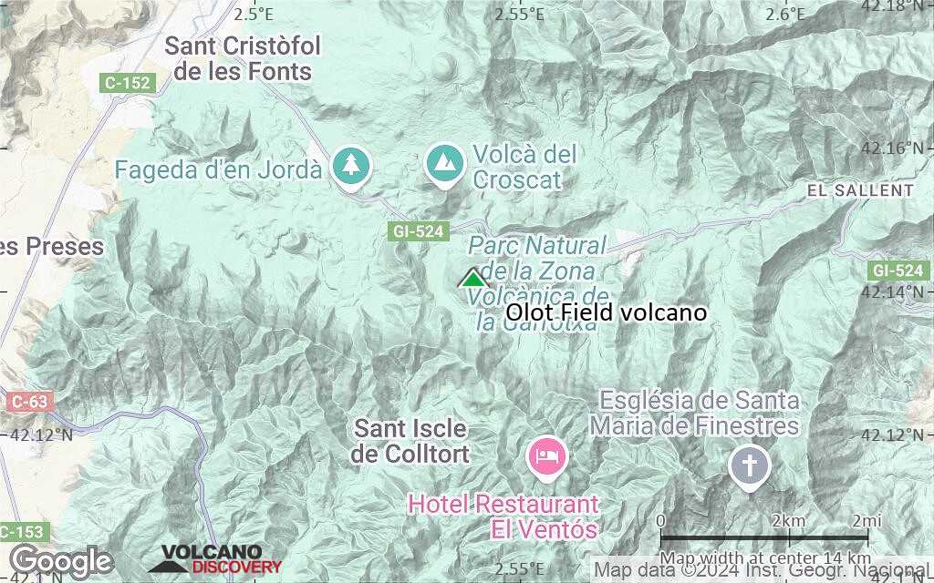 Terrain-type map of Olot Field volcano (scale of approx. 10-20 km)
