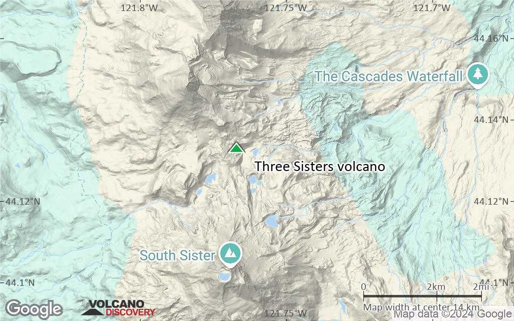 Terrain-type map of Three Sisters volcano (scale of approx. 10-20 km)