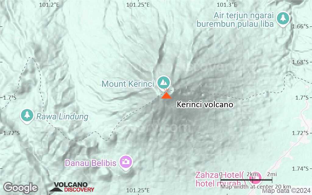 Terrain-type map of Kerinci volcano (scale of approx. 10-20 km)