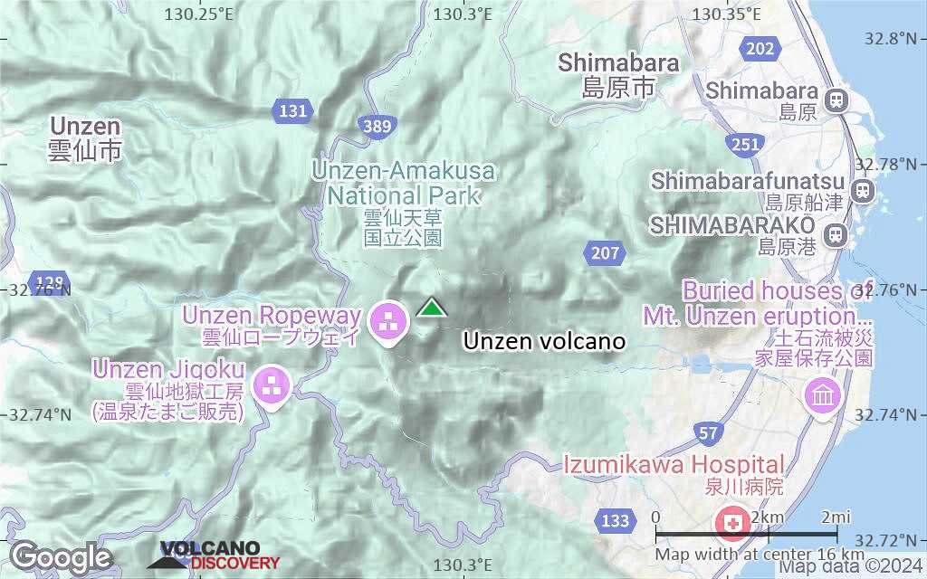 Terrain-type map of Unzen volcano (scale of approx. 10-20 km)