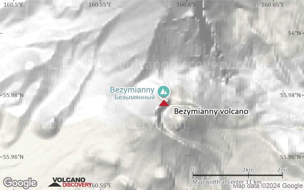 Terrain-type map of Bezymianny volcano (scale of approx. 10-20 km)