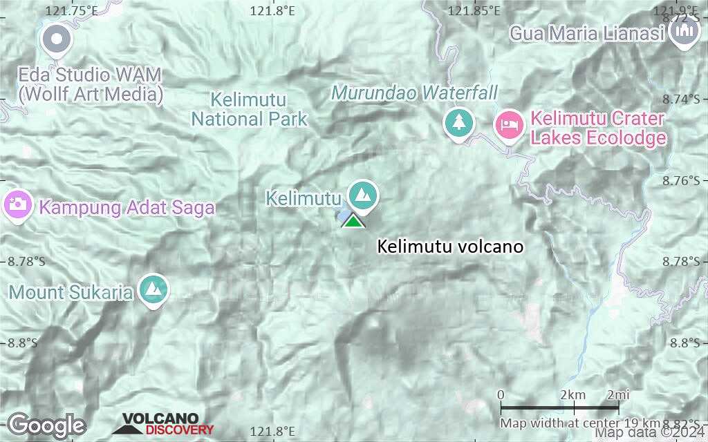 Terrain-type map of Kelimutu volcano (scale of approx. 10-20 km)