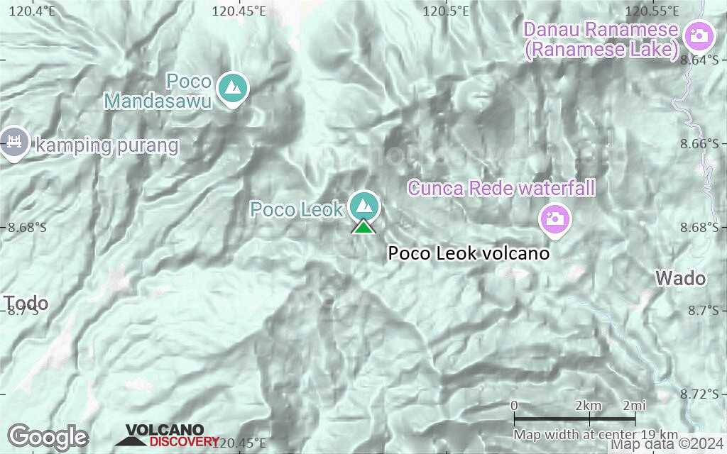 Terrain-type map of Poco Leok volcano (scale of approx. 10-20 km)