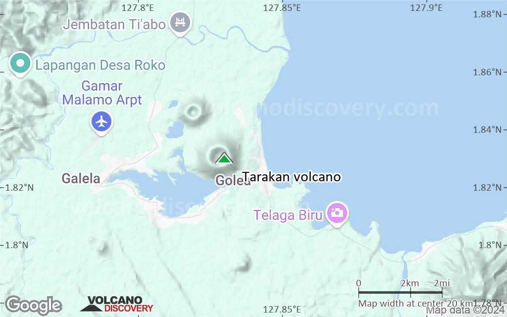 Terrain-type map of Tarakan volcano (scale of approx. 10-20 km)