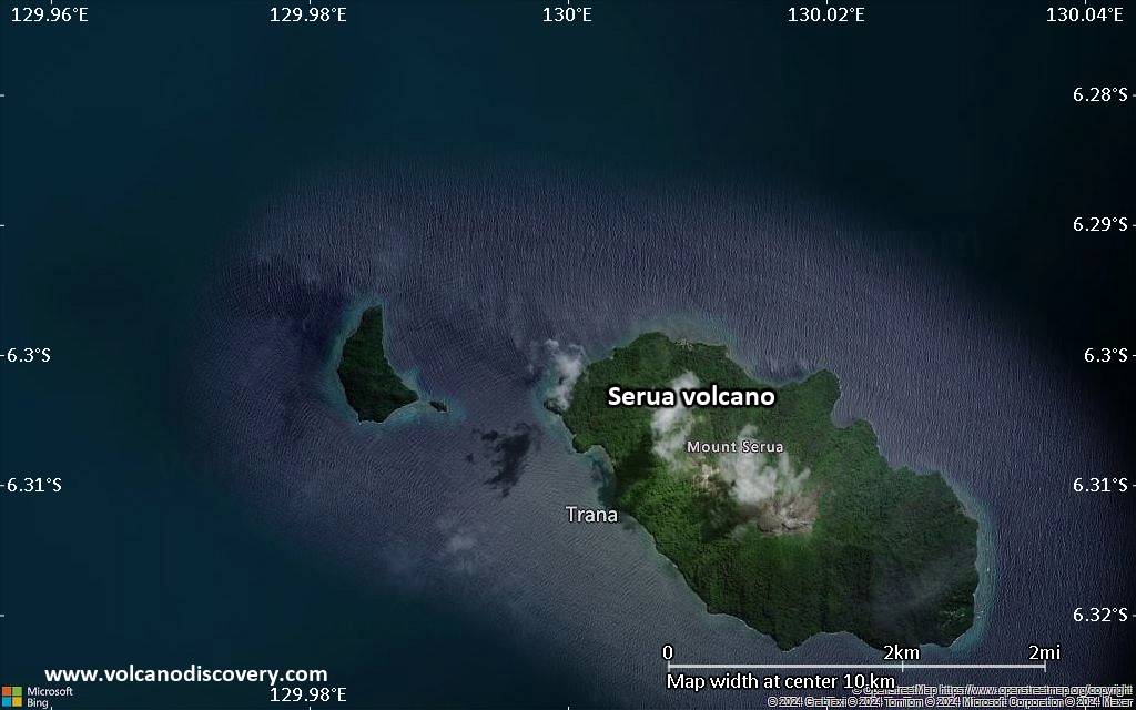 Satellite/aerial-type map of Serua volcano (scale of 5-10 km)