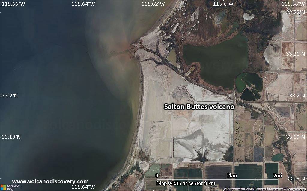 Satellite/aerial-type map of Salton Buttes volcano (scale of 5-10 km)