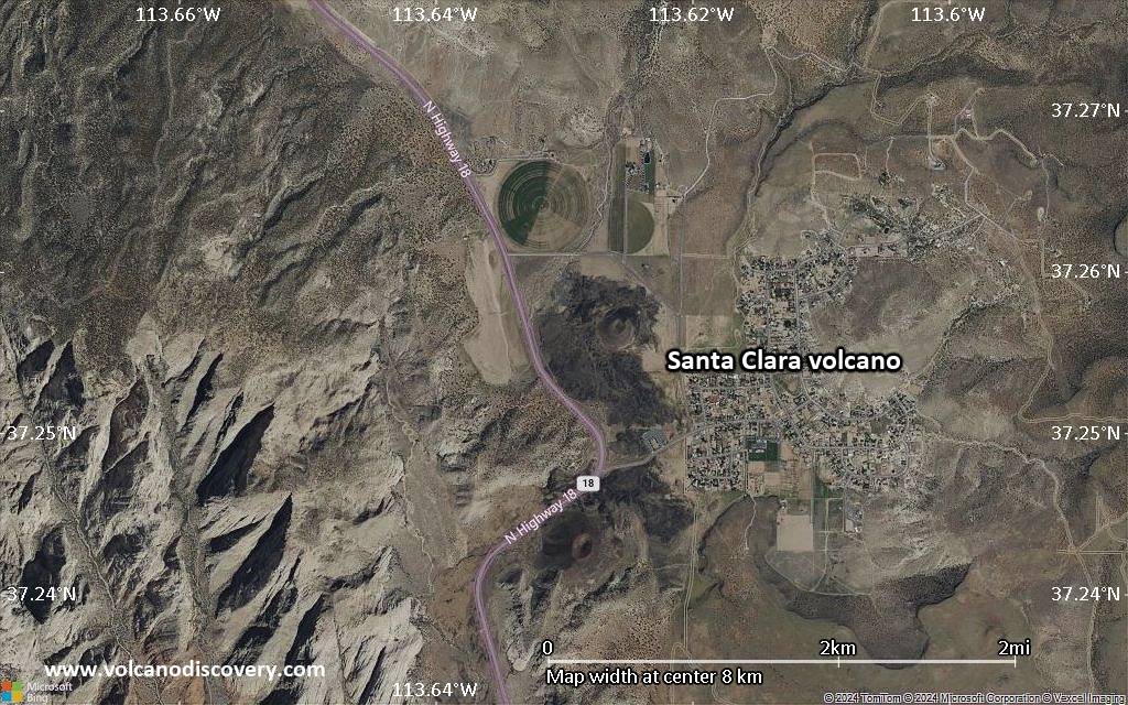Satellite/aerial-type map of Santa Clara volcano (scale of 5-10 km)