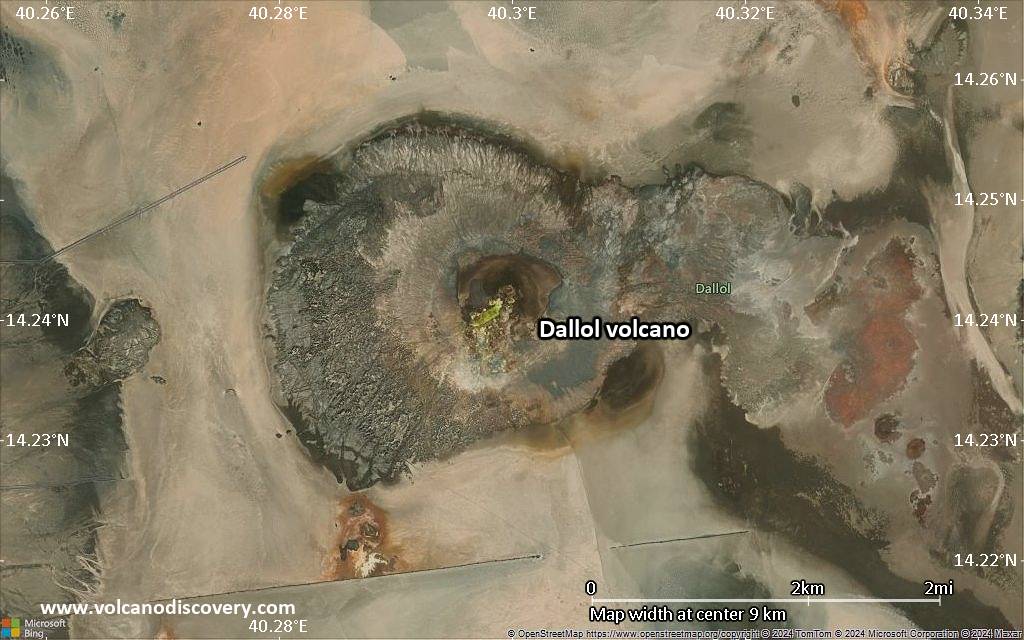 Satellite/aerial-type map of Dallol volcano (scale of 5-10 km)