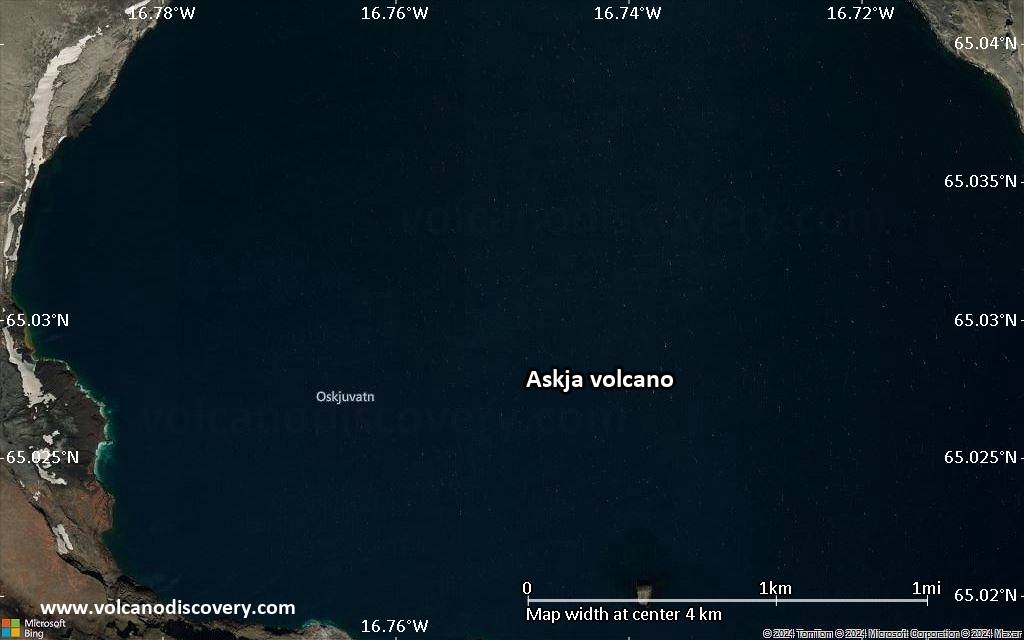 Satellite/aerial-type map of Askja volcano (scale of 5-10 km)