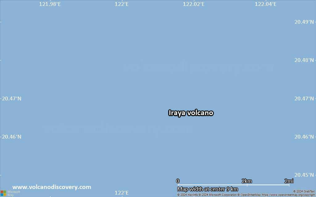 Satellite/aerial-type map of Iraya volcano (scale of 5-10 km)