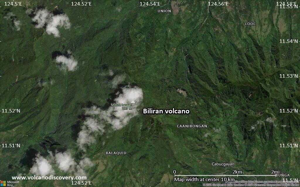 Satellite/aerial-type map of Biliran volcano (scale of 5-10 km)