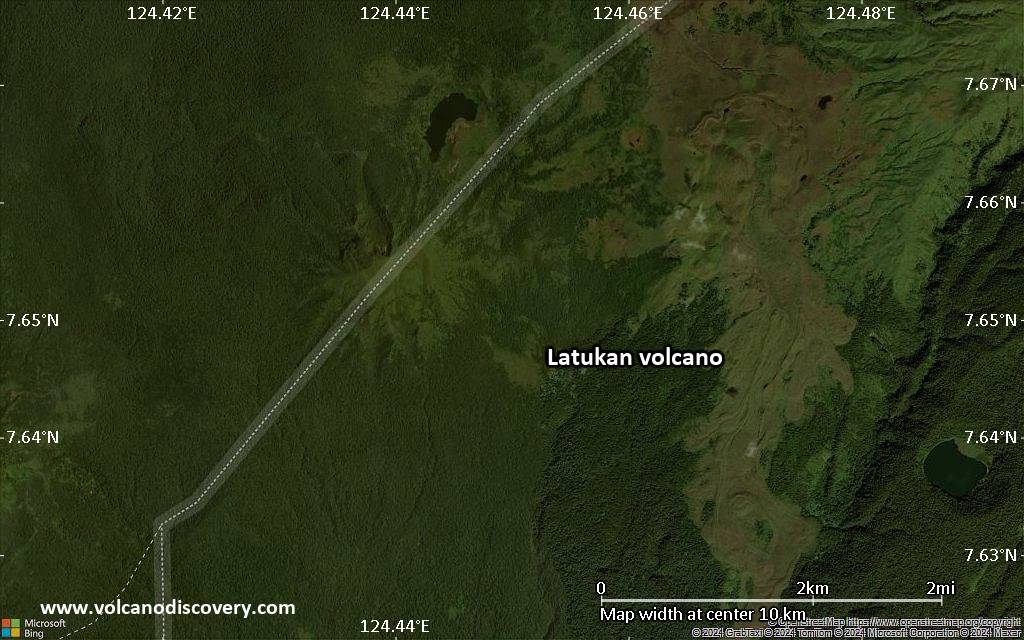 Satellite/aerial-type map of Latukan volcano (scale of 5-10 km)
