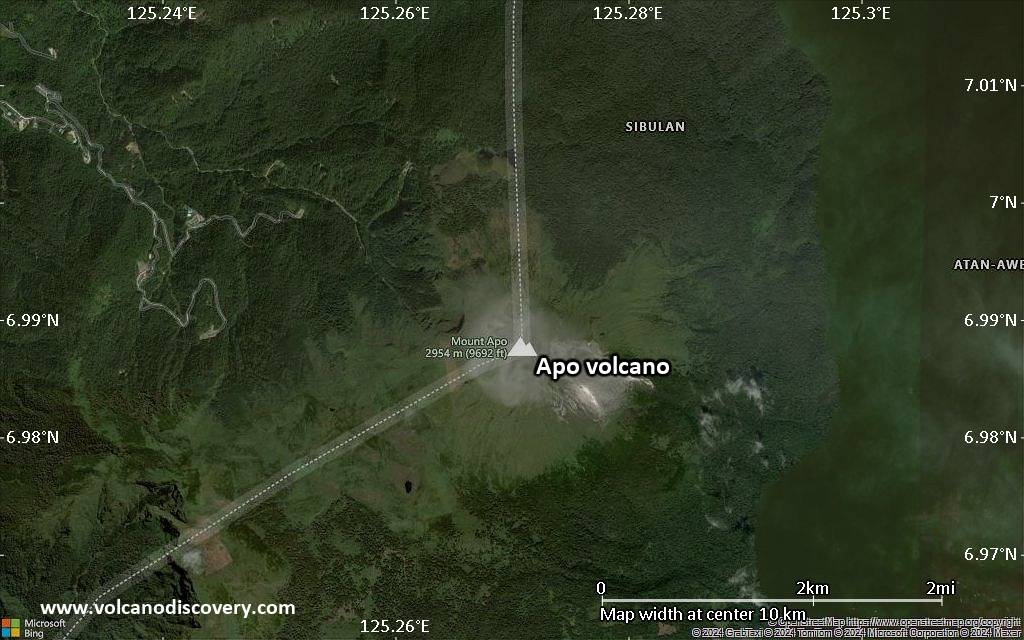 Satellite/aerial-type map of Apo volcano (scale of 5-10 km)